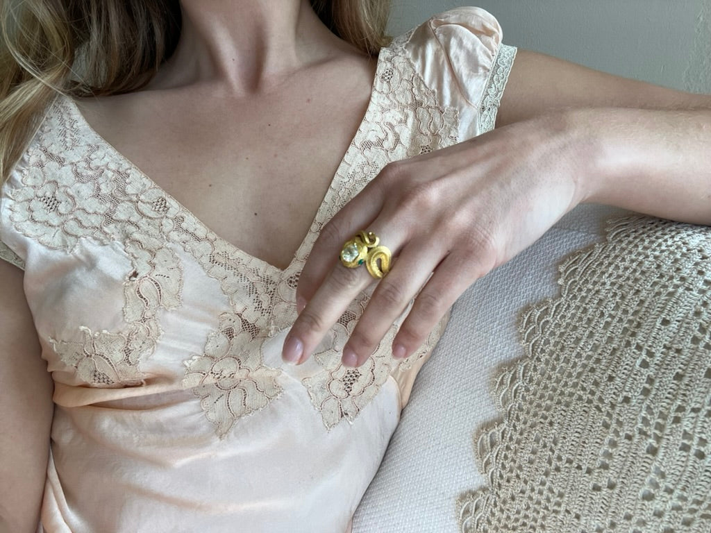 Andrea Capello 22 Karat Gold Antique Diamond Snake Ring