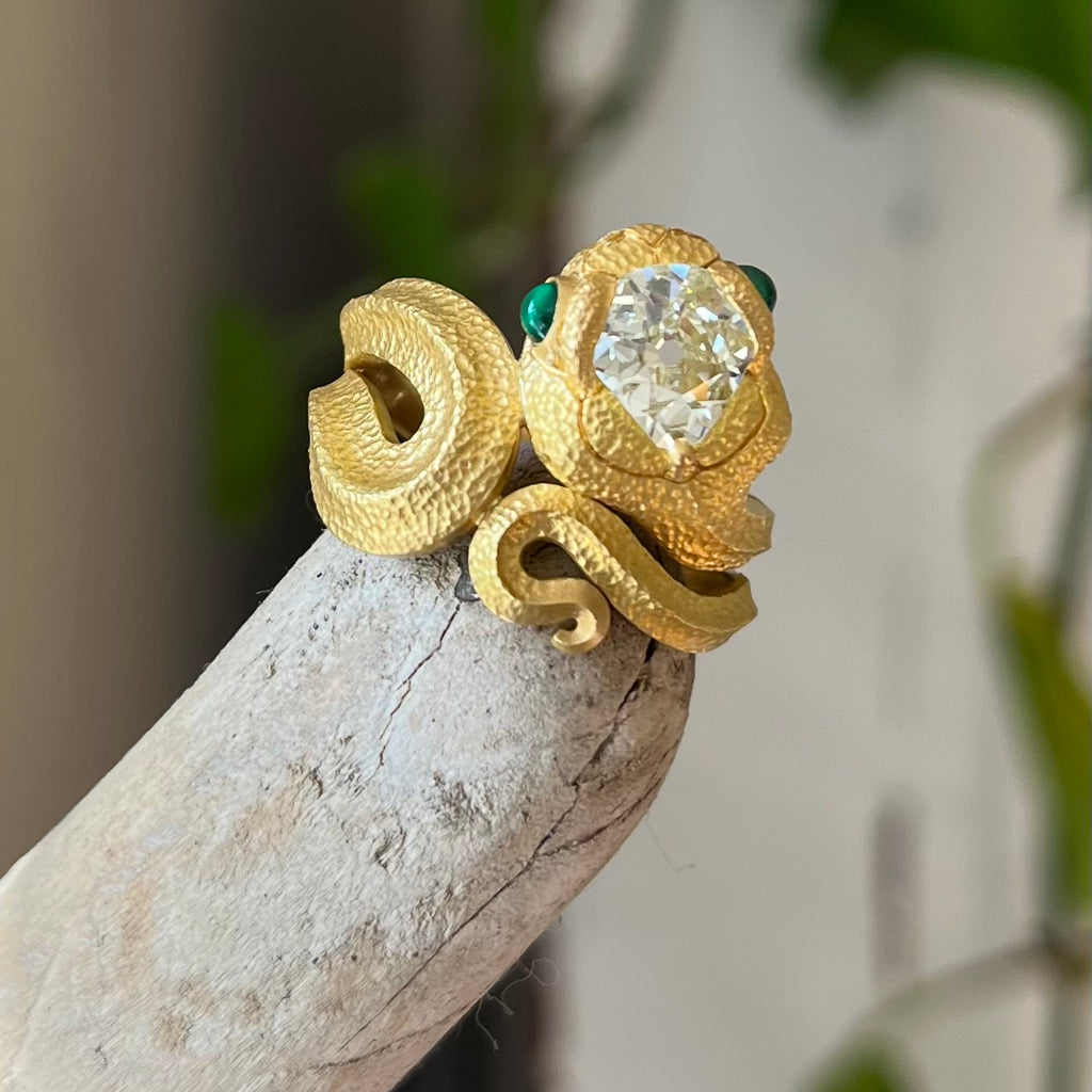 Andrea Capello 22 Karat Gold Antique Diamond Snake Ring