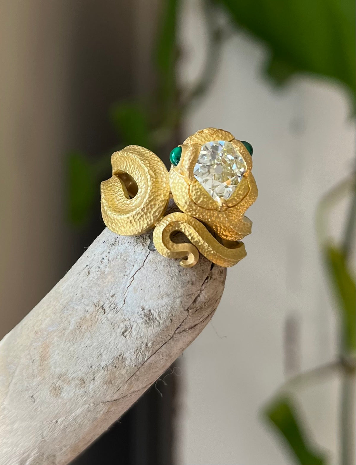 Andrea Capello 22 Karat Gold Antique Diamond Snake Ring