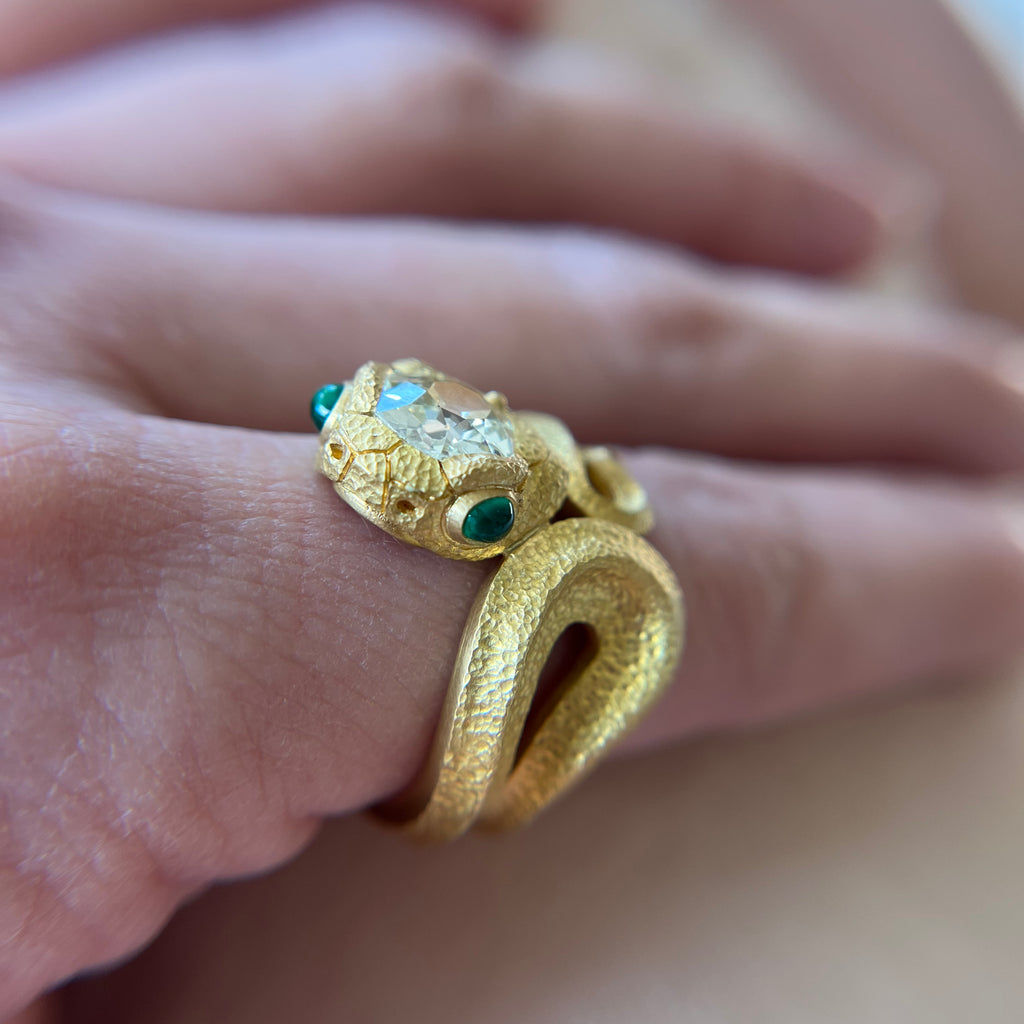 Andrea Capello 22 Karat Gold Antique Diamond Snake Ring