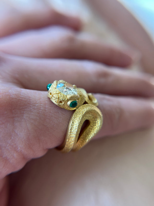 Andrea Capello 22 Karat Gold Antique Diamond Snake Ring