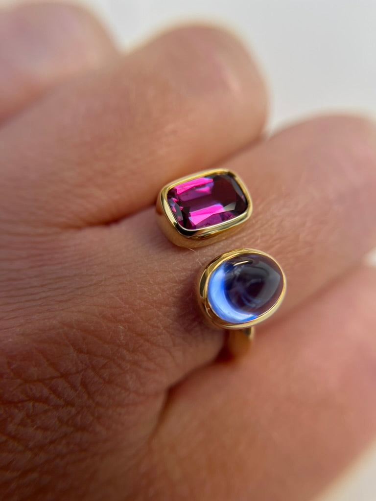 Thesis Untreated Ruby and Sapphire Toi et Moi Ring