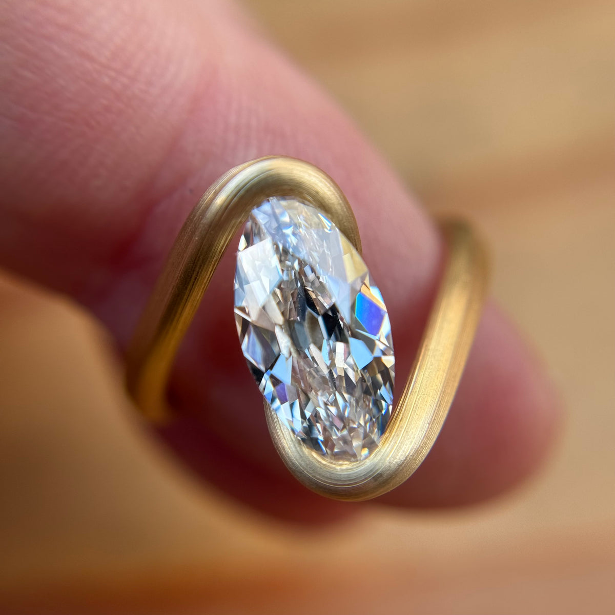 Leen Heyne Moval Diamond and 18 Karat Gold Ring