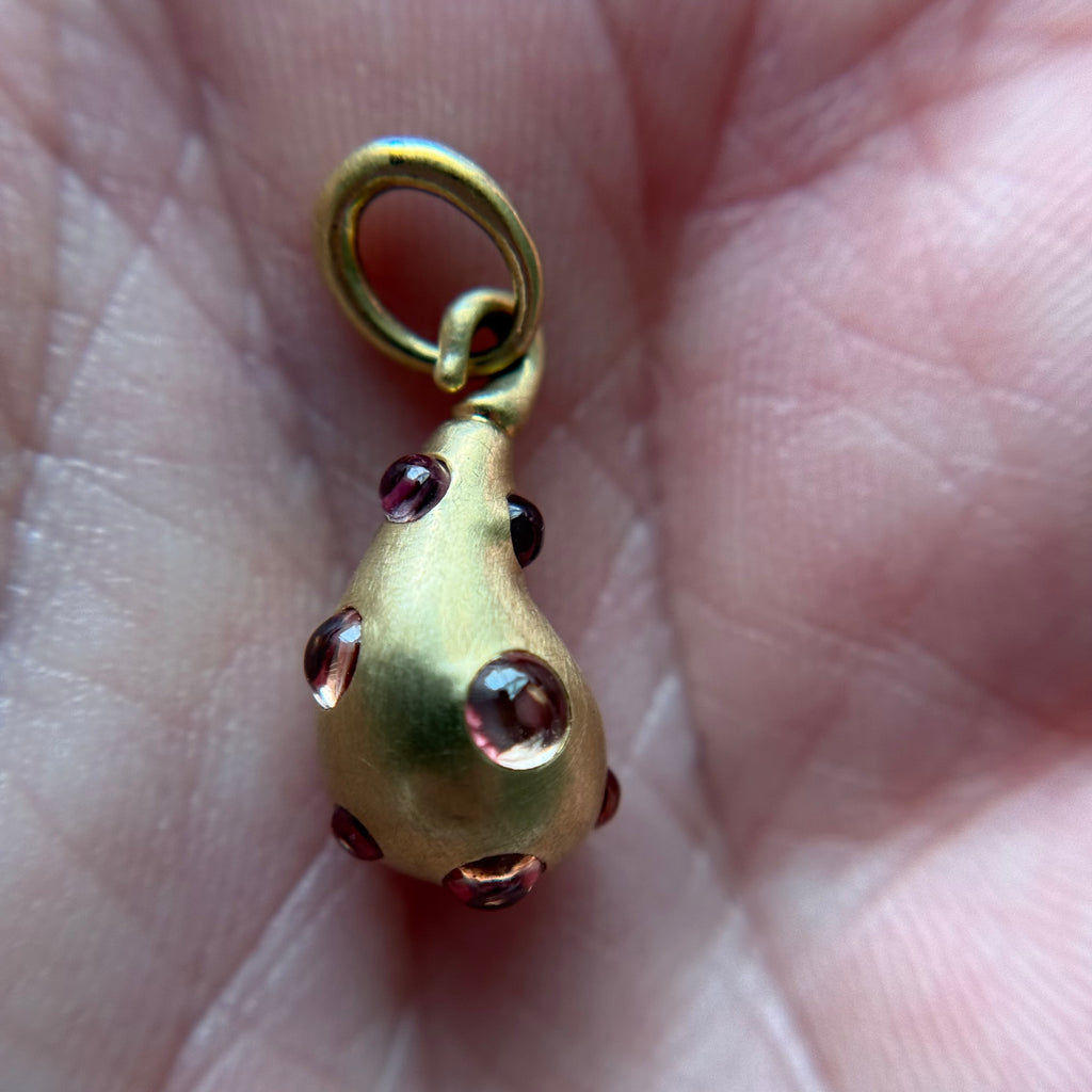 Andrea Capello Pink Sapphire Cabochon Droplet Pendant