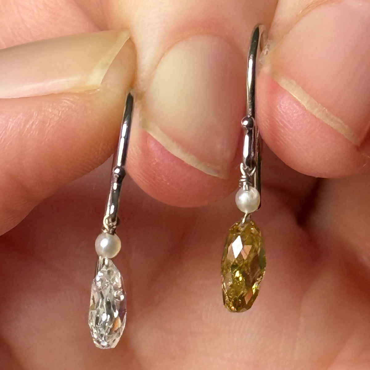 Thesis Antique Briolette Diamond Earrings
