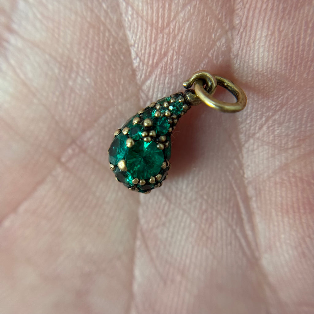 Andrea Capello Pavé Emerald Droplet Pendant