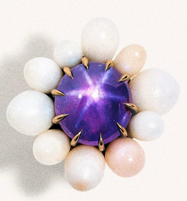 Andrea Capello Star Sapphire and Natural Pearl Ring