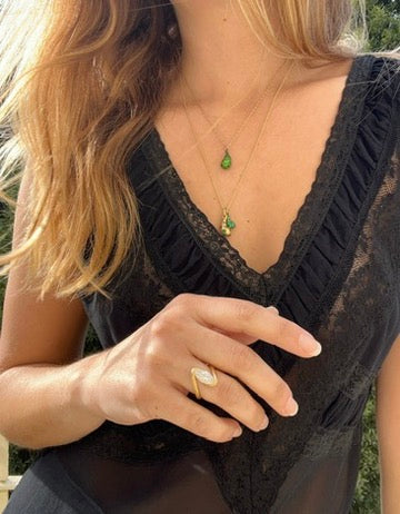 Leen Heyne Moval Diamond and 18 Karat Gold Ring