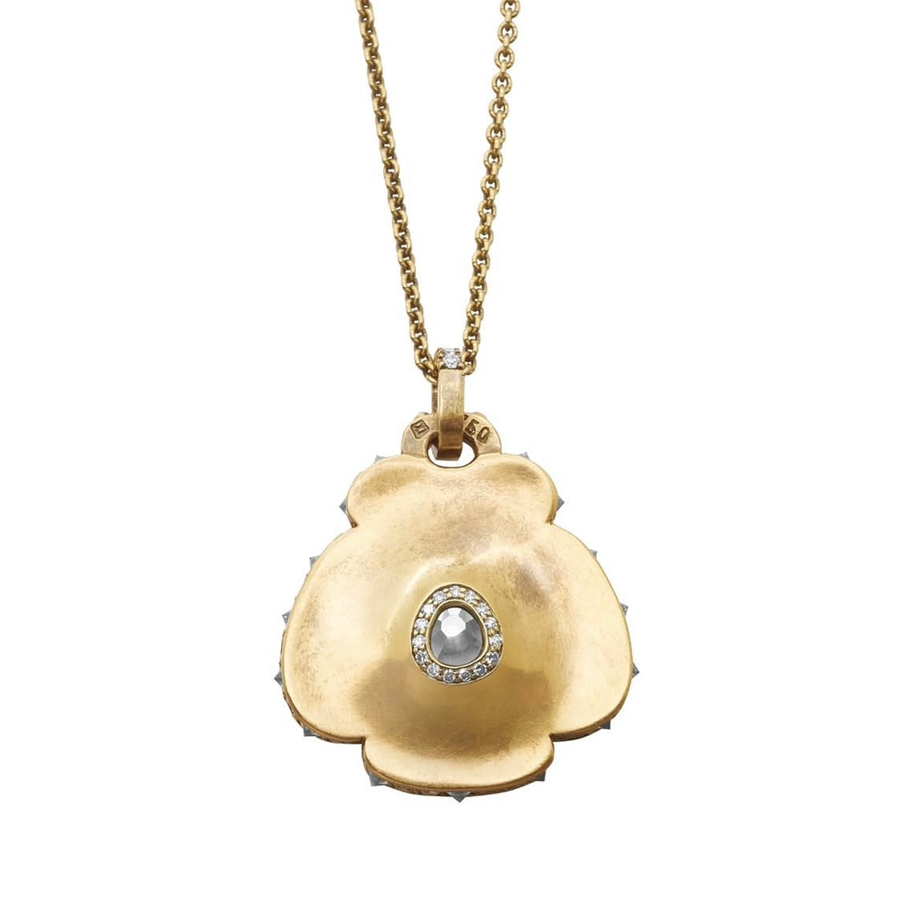 Andrea Capello Flower Pendant with Fancy Yellow Old Mine Cut Diamond