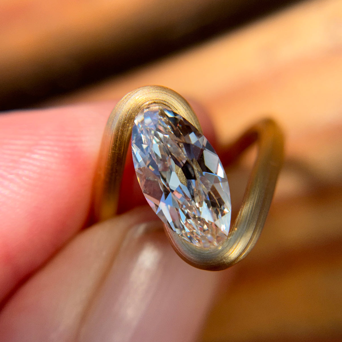 Leen Heyne Moval Diamond and 18 Karat Gold Ring
