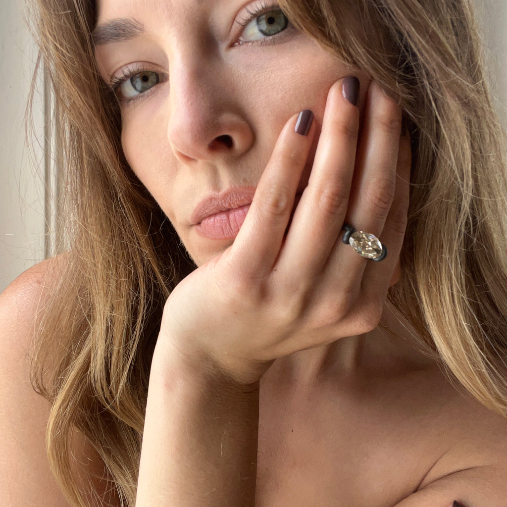 Leen Heyne 5.07 Carat Moval Cut Champagne Diamond Ring