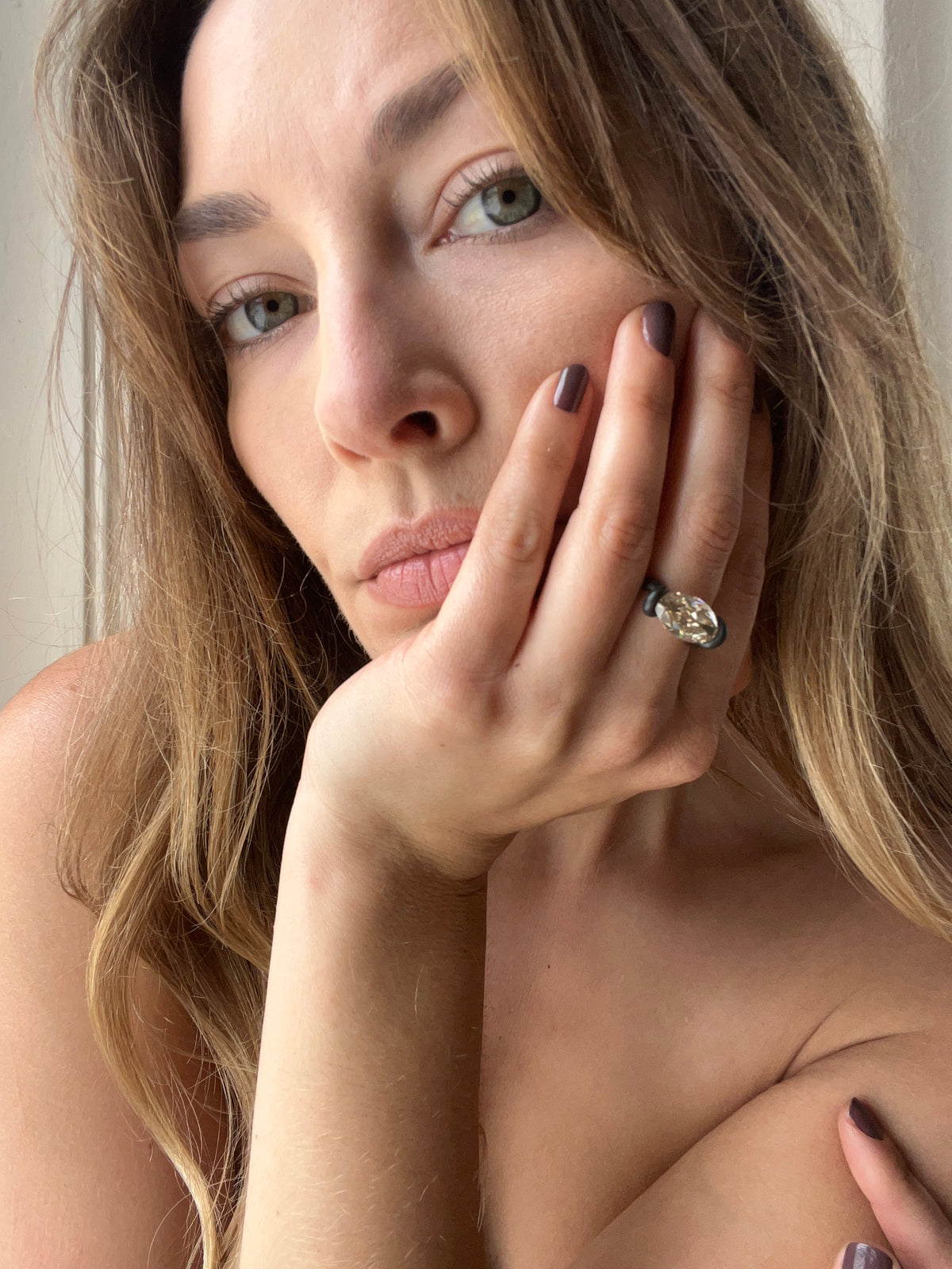 Leen Heyne 5.07 Carat Moval Cut Champagne Diamond Ring