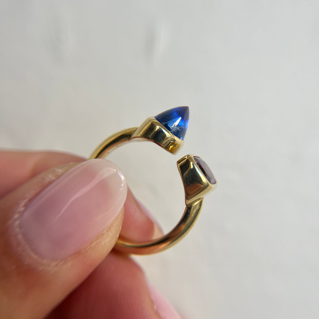 Thesis Untreated Ruby and Sapphire Toi et Moi Ring