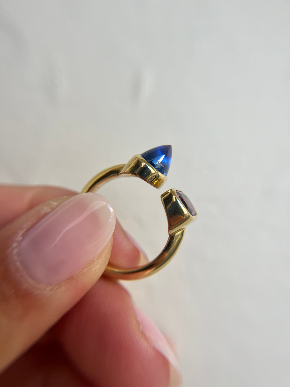 Thesis Untreated Ruby and Sapphire Toi et Moi Ring