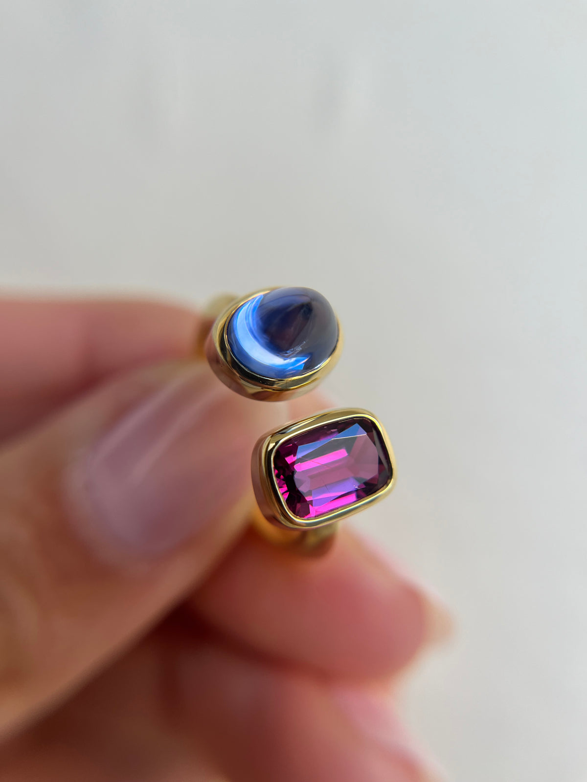 Thesis Untreated Ruby and Sapphire Toi et Moi Ring
