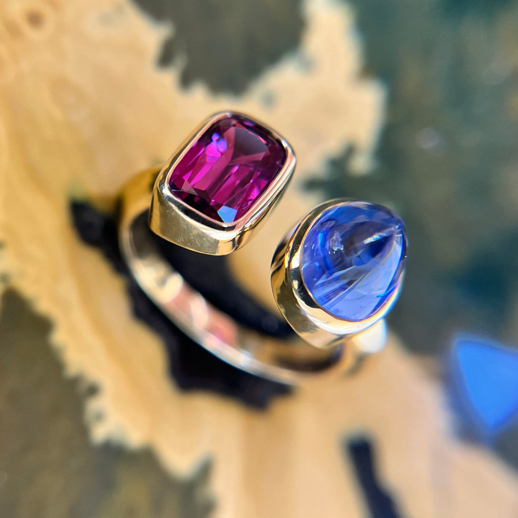 Thesis Untreated Ruby and Sapphire Toi et Moi Ring
