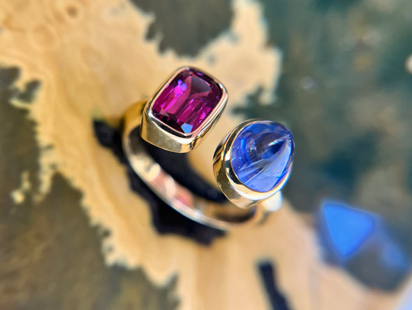 Thesis Untreated Ruby and Sapphire Toi et Moi Ring
