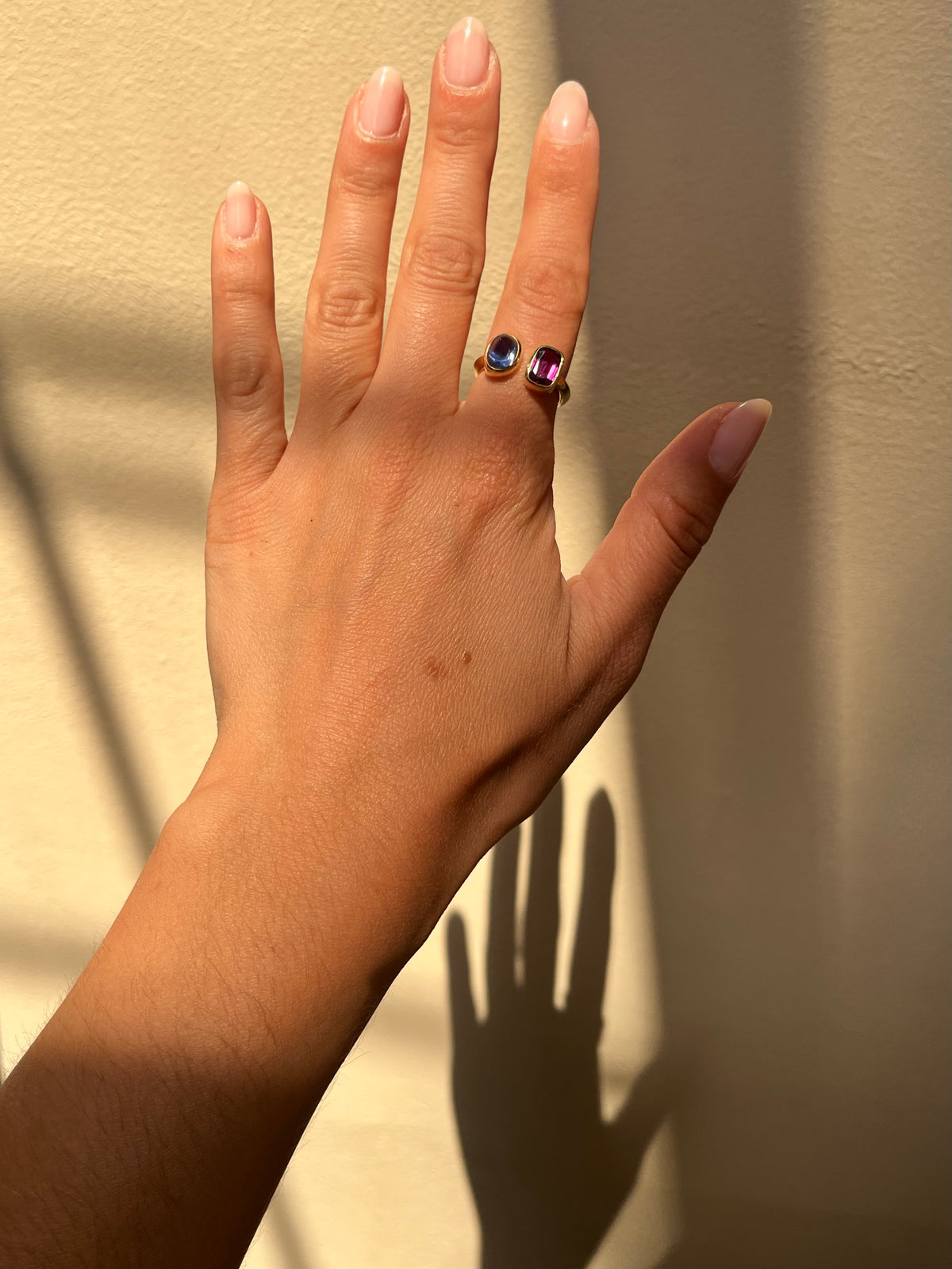 Thesis Untreated Ruby and Sapphire Toi et Moi Ring