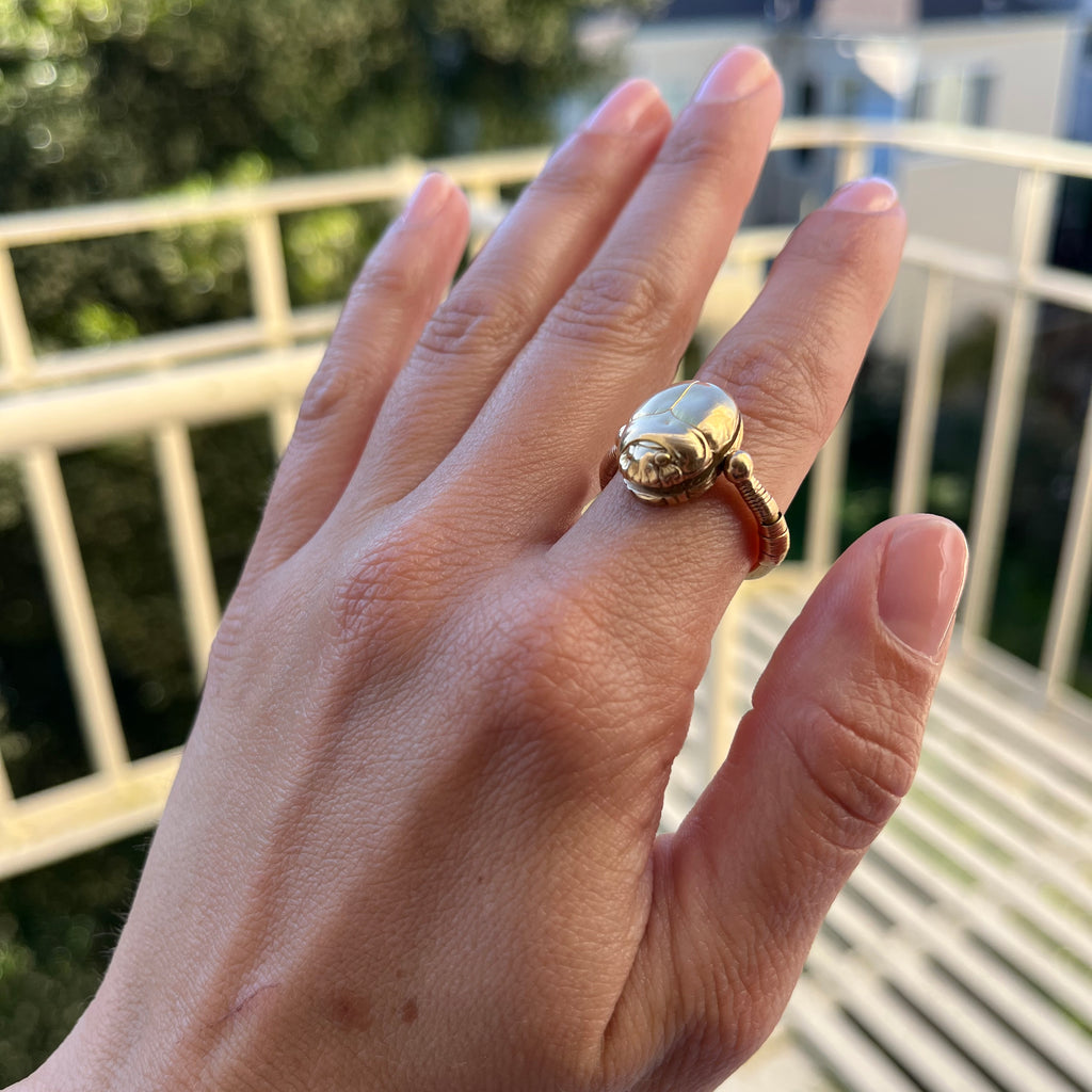Antique Egyptian Revival Scarab Locket Ring