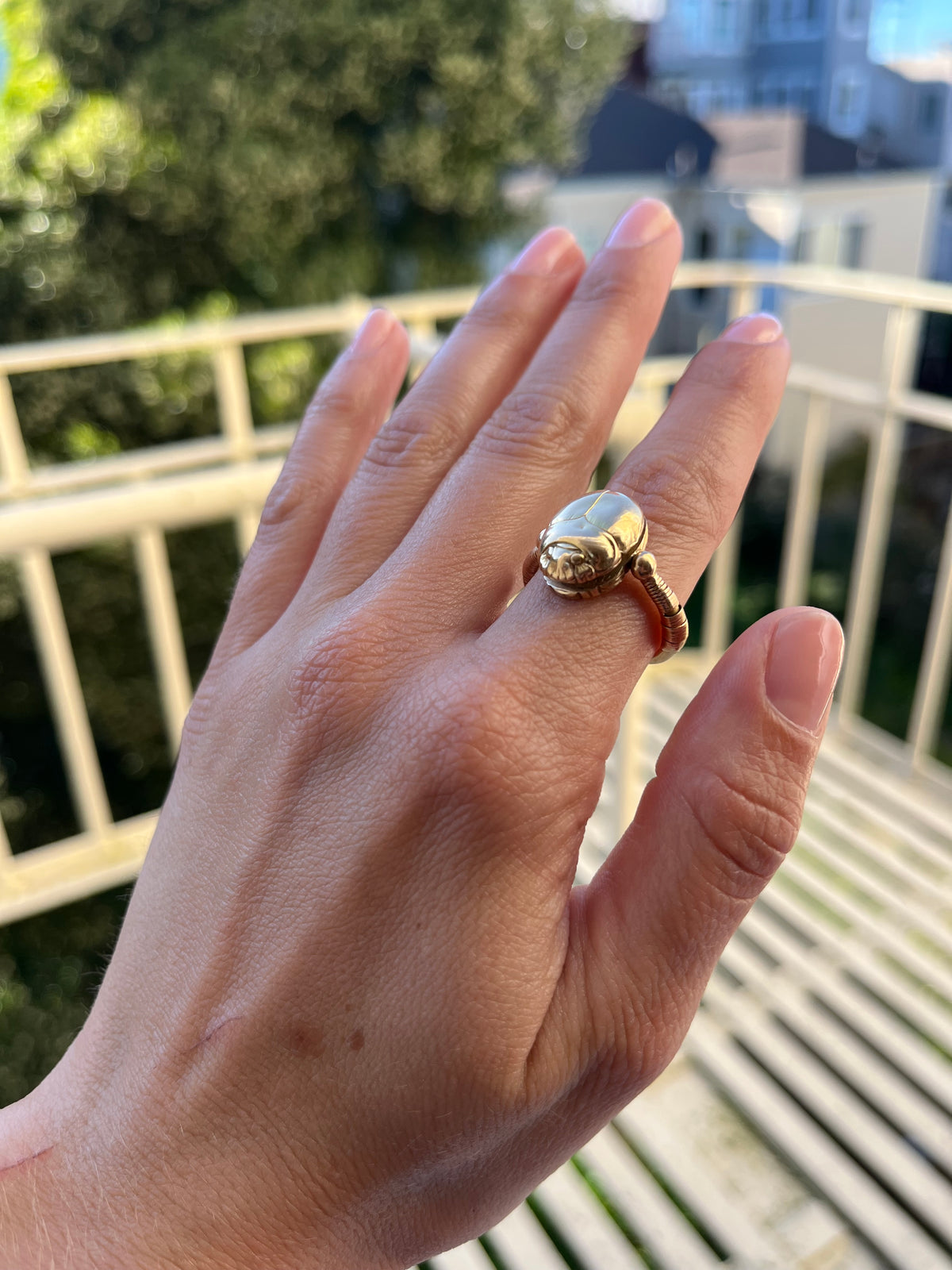 Antique Egyptian Revival Scarab Locket Ring