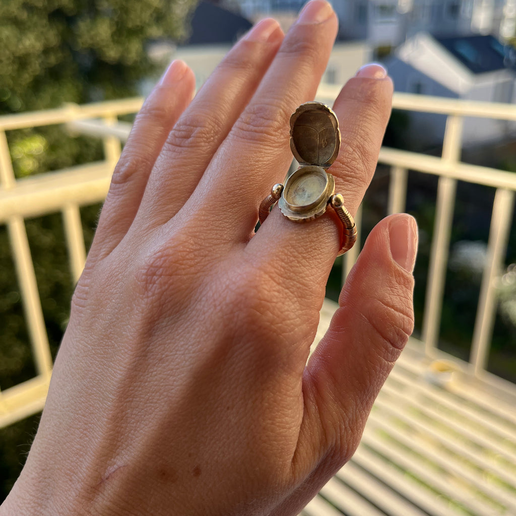 Antique Egyptian Revival Scarab Locket Ring