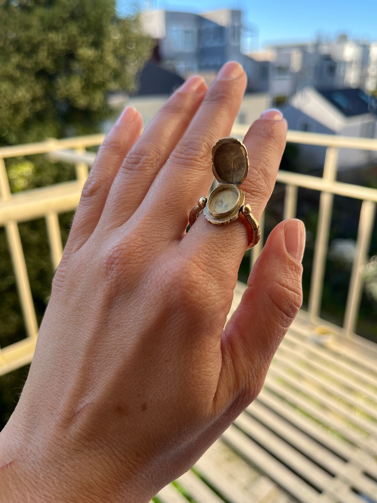 Antique Egyptian Revival Scarab Locket Ring