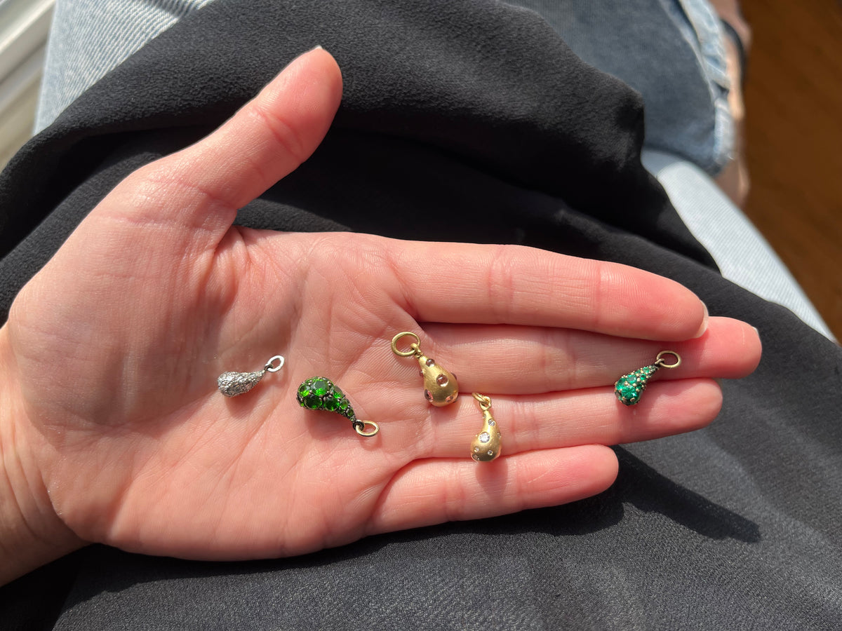 Andrea Capello Pavé Emerald Droplet Pendant