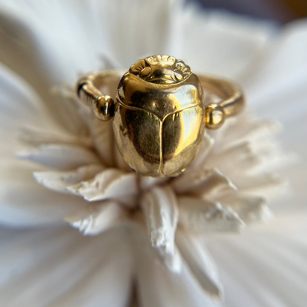 Antique Egyptian Revival Scarab Locket Ring