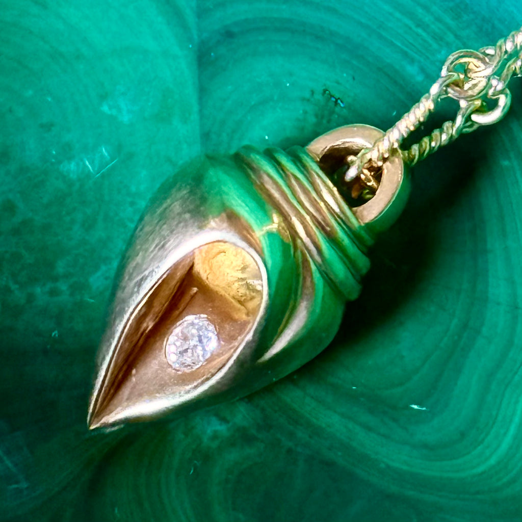 Thesis Gold Shell and Diamond Pendant
