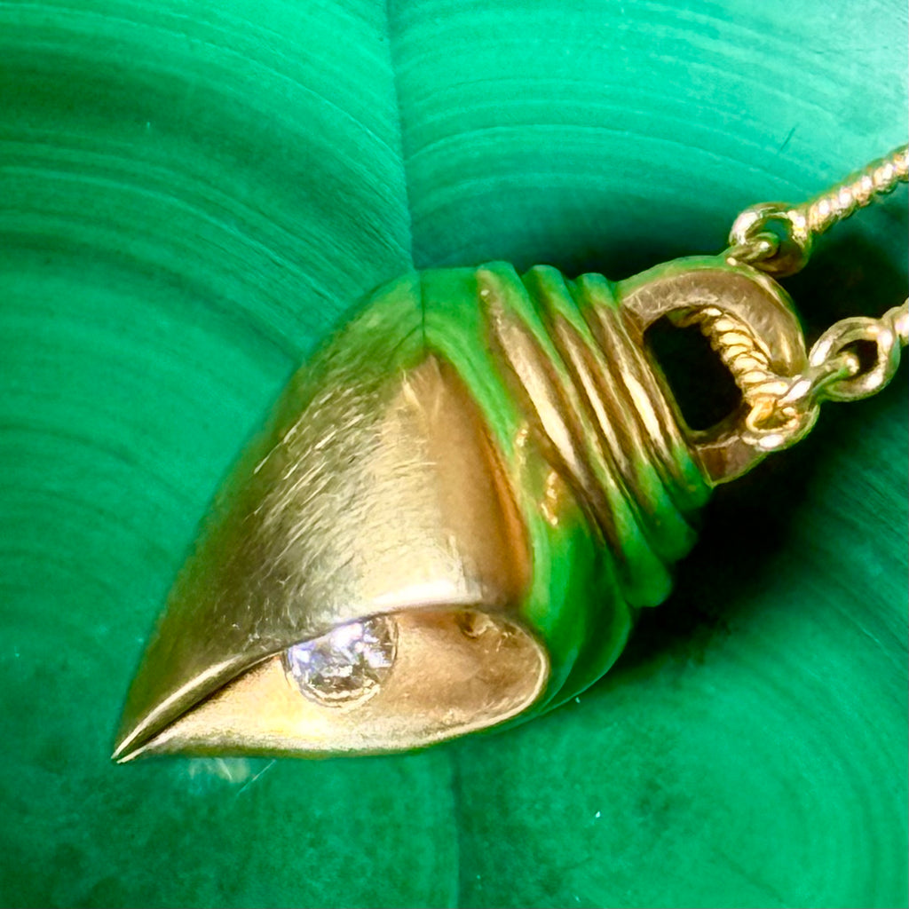 Thesis Gold Shell and Diamond Pendant
