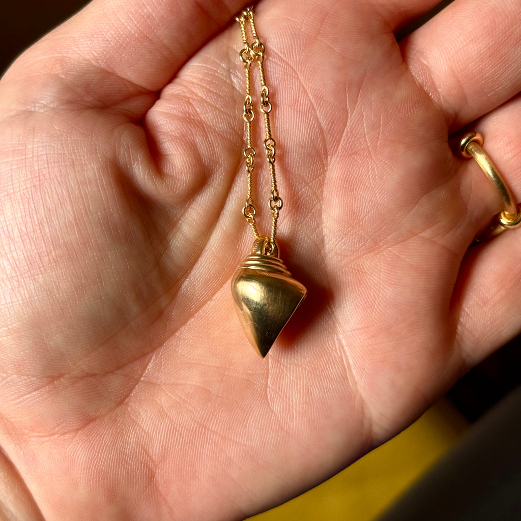 Thesis Gold Shell and Diamond Pendant