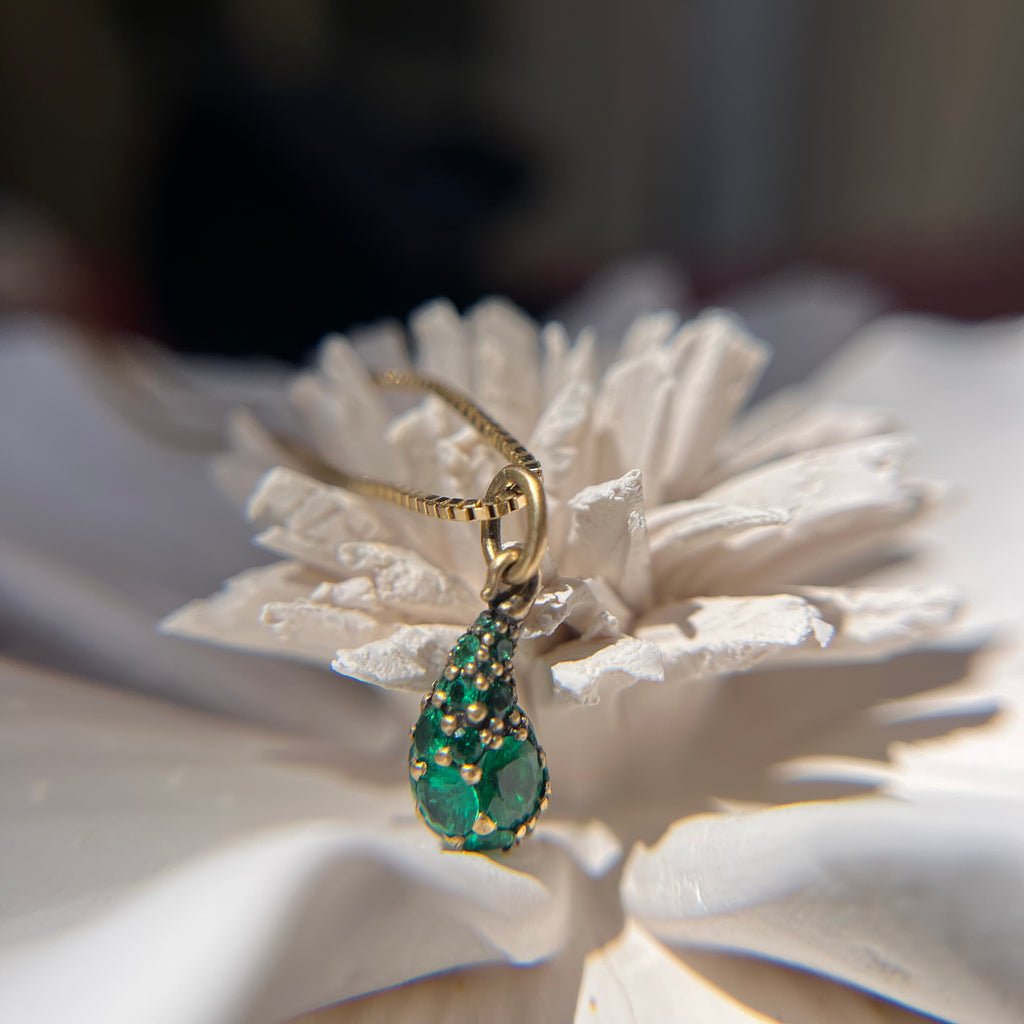 Andrea Capello Pavé Emerald Droplet Pendant