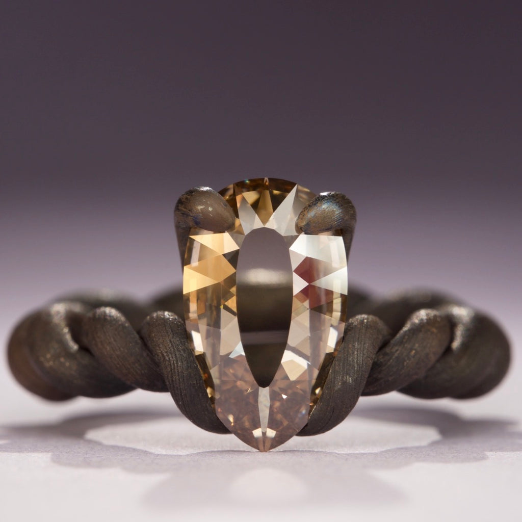 Leen Heyne Shield Cut Champagne Diamond Ring