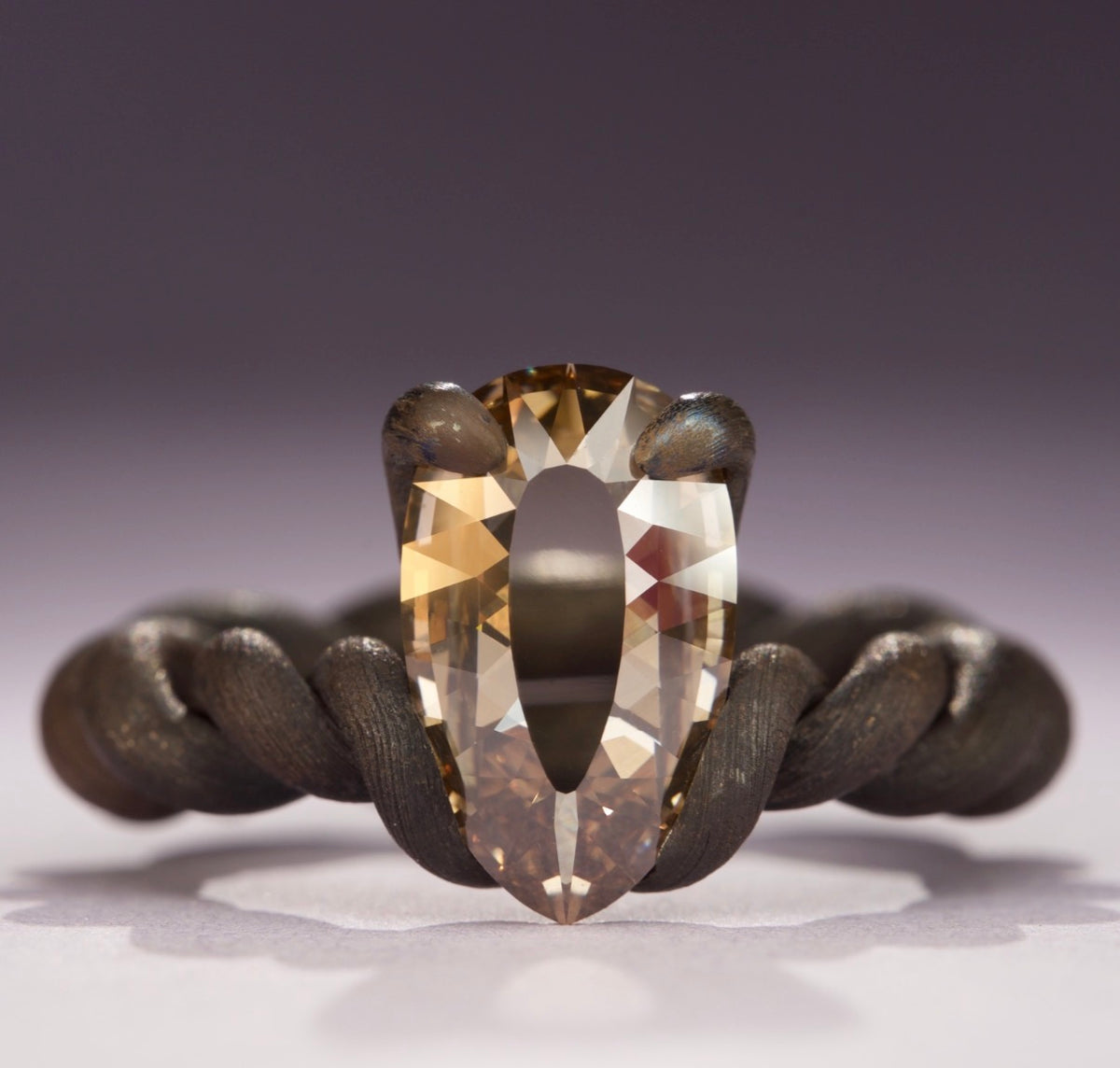 Leen Heyne Shield Cut Champagne Diamond Ring