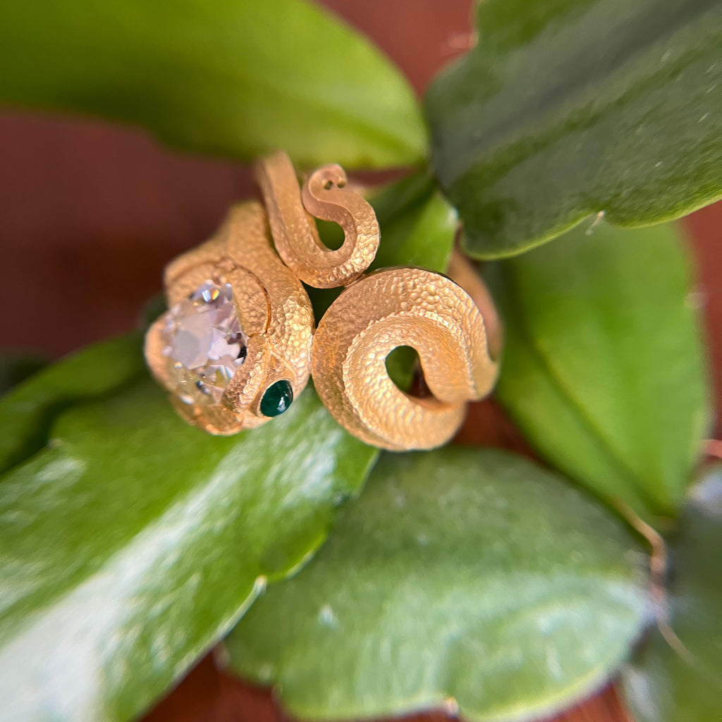 Andrea Capello 22 Karat Gold Antique Diamond Snake Ring