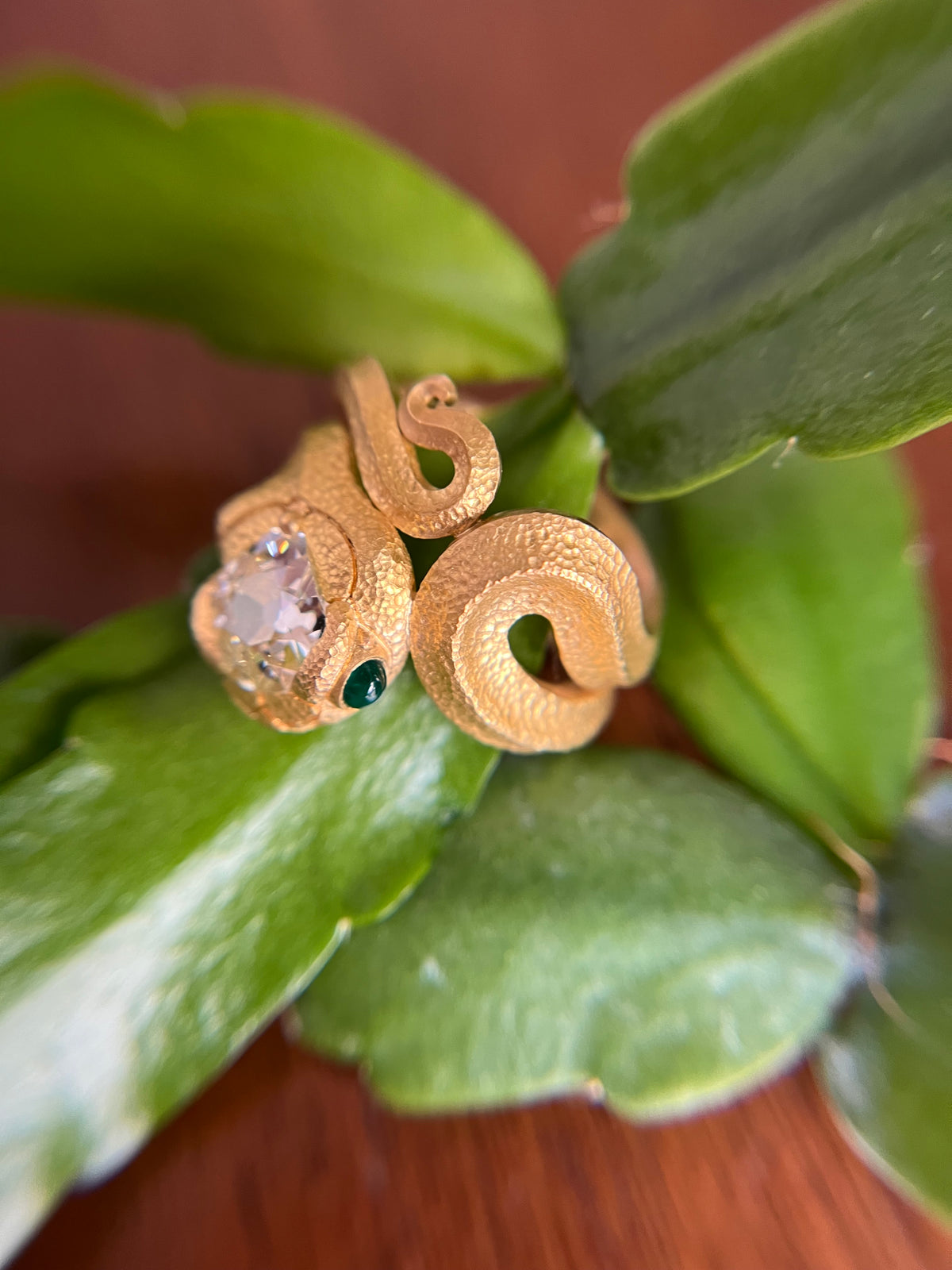 Andrea Capello 22 Karat Gold Antique Diamond Snake Ring