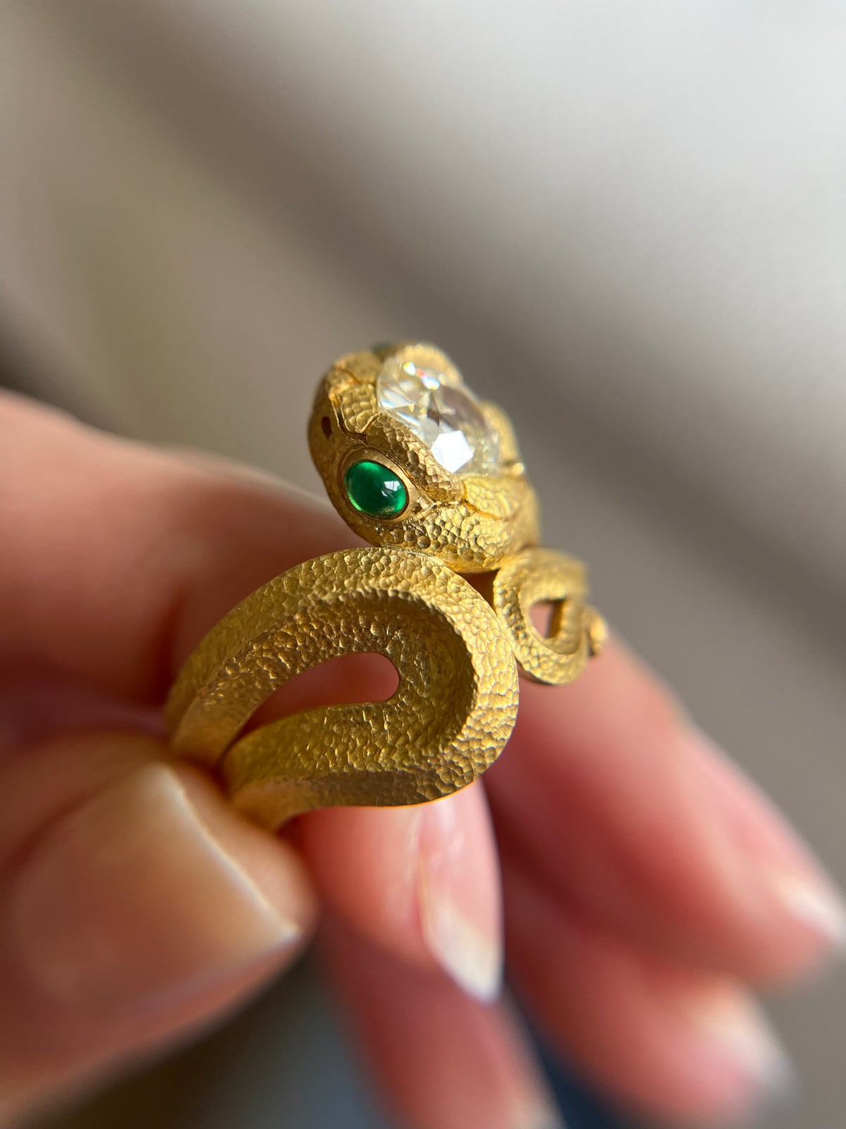 Andrea Capello 22 Karat Gold Antique Diamond Snake Ring