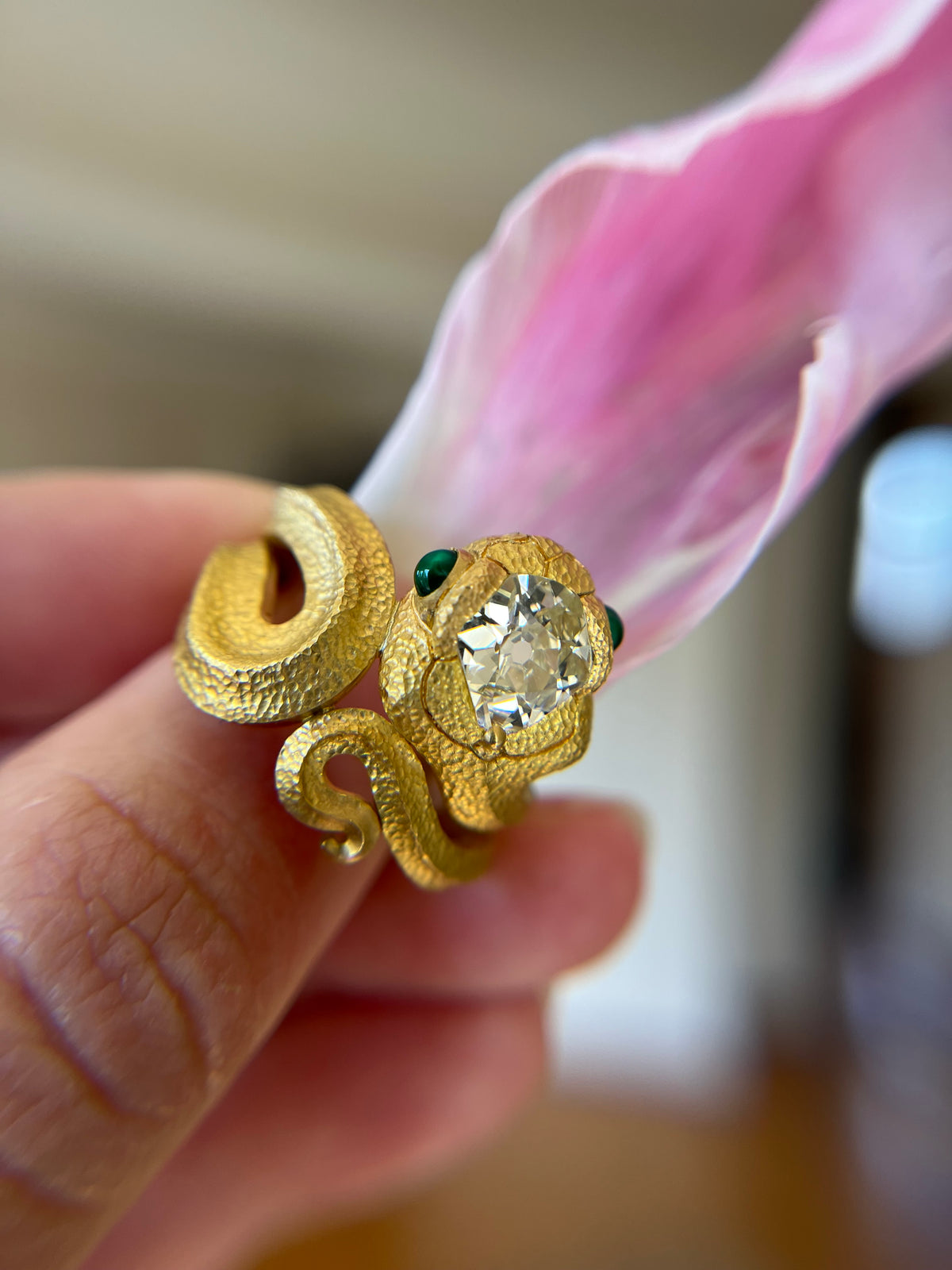 Andrea Capello 22 Karat Gold Antique Diamond Snake Ring