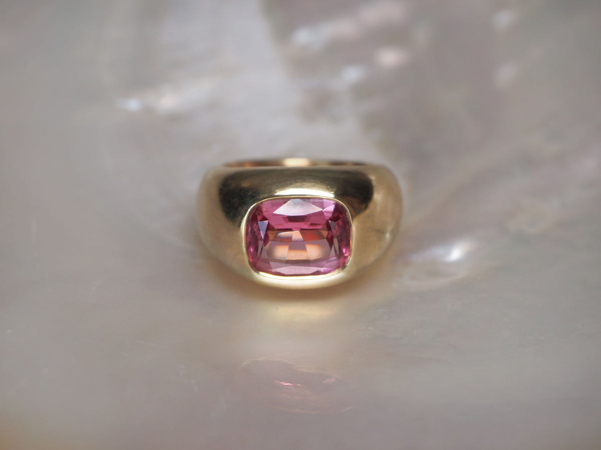 Thesis Pink Cushion Cut Spinel Signet Ring