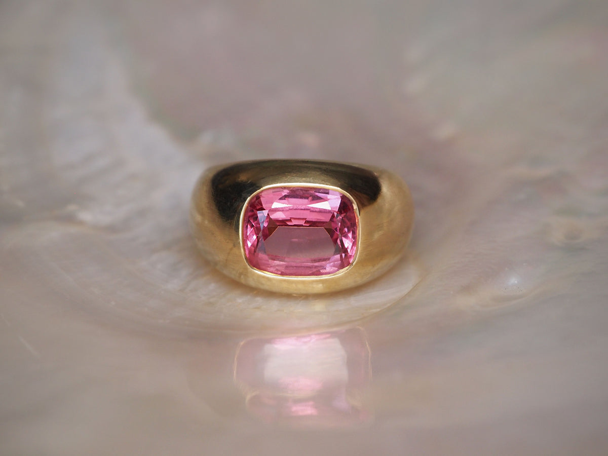 Thesis Pink Cushion Cut Spinel Signet Ring