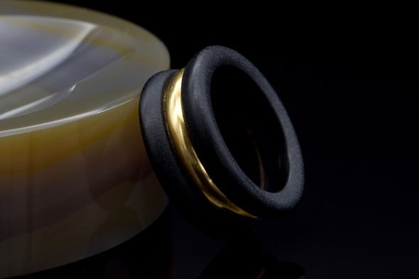Vintage French 18 Karat Gold and Hardwood Ring