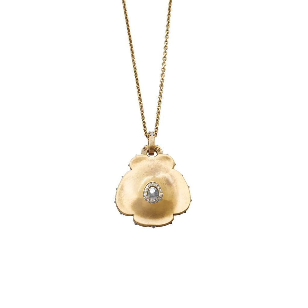 Andrea Capello Flower Pendant with Fancy Yellow Old Mine Cut Diamond