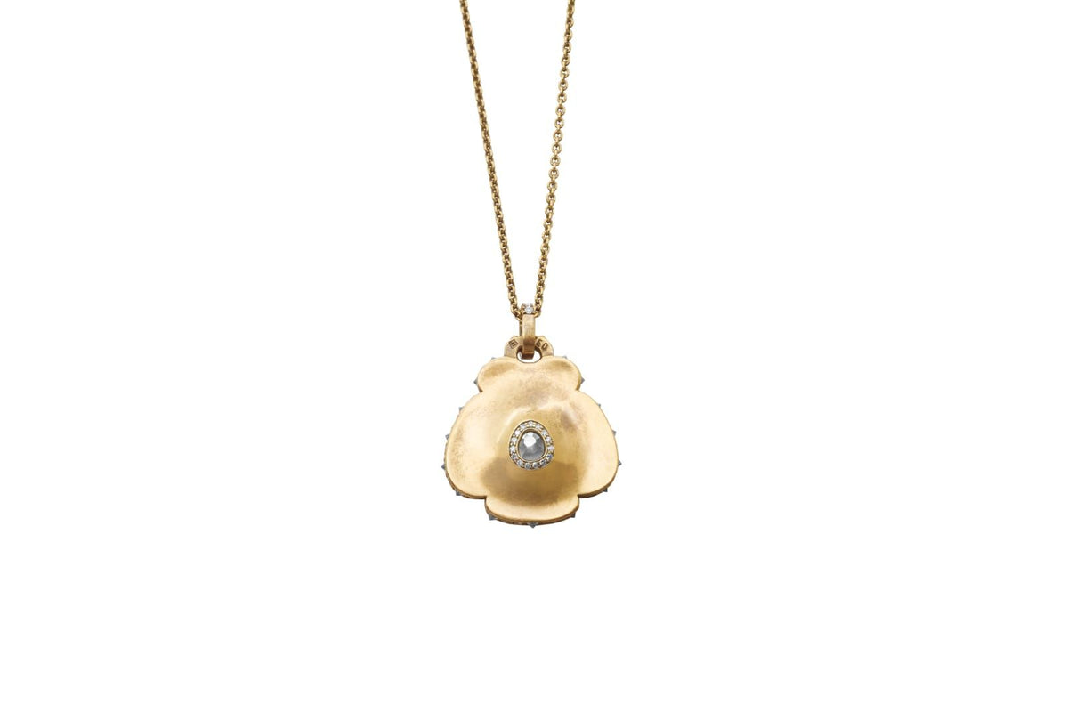 Andrea Capello Flower Pendant with Fancy Yellow Old Mine Cut Diamond