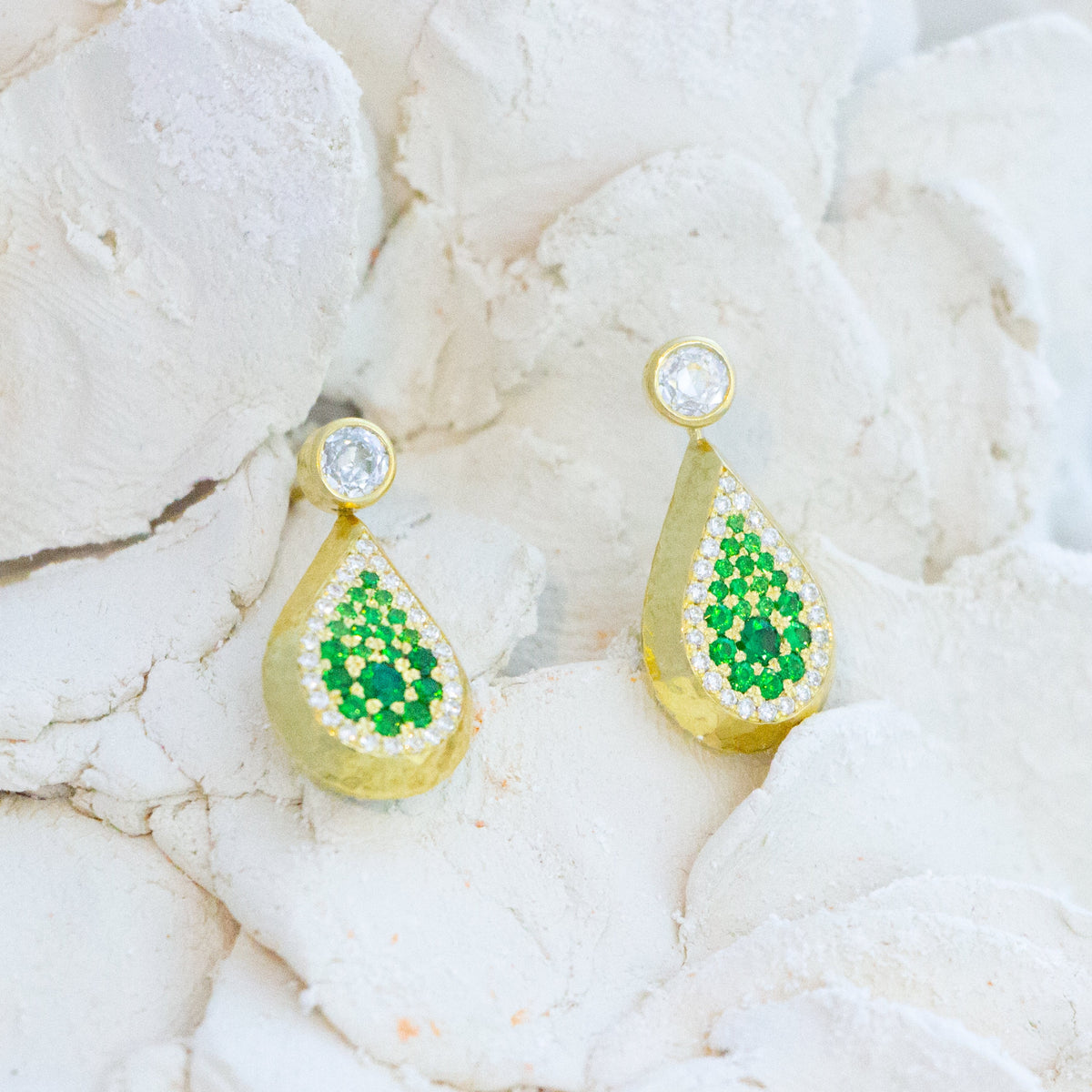Swivel and Drop Reversible Tsavorite and Diamond Earrings