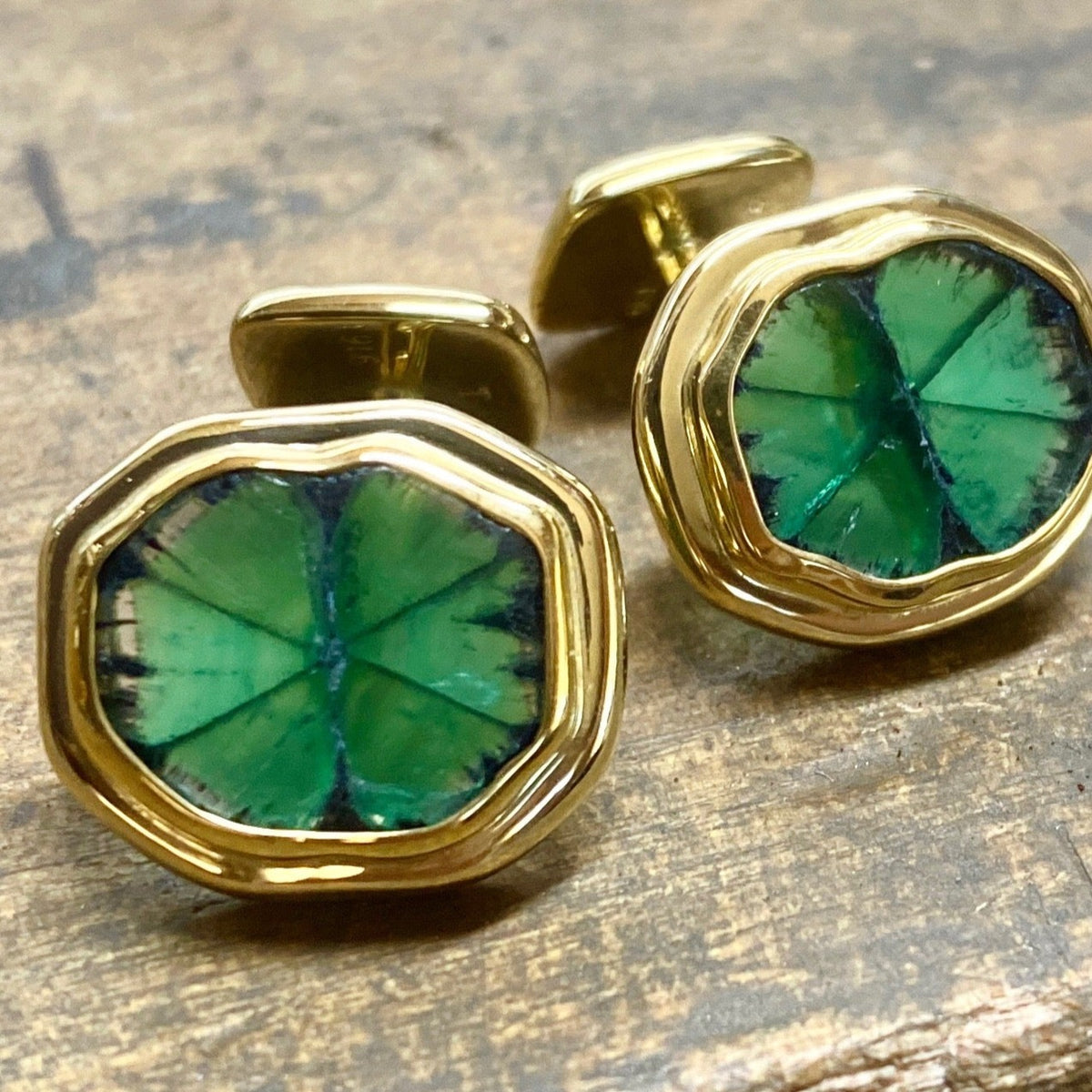 Colombian Trapiche Emerald Cuff Links