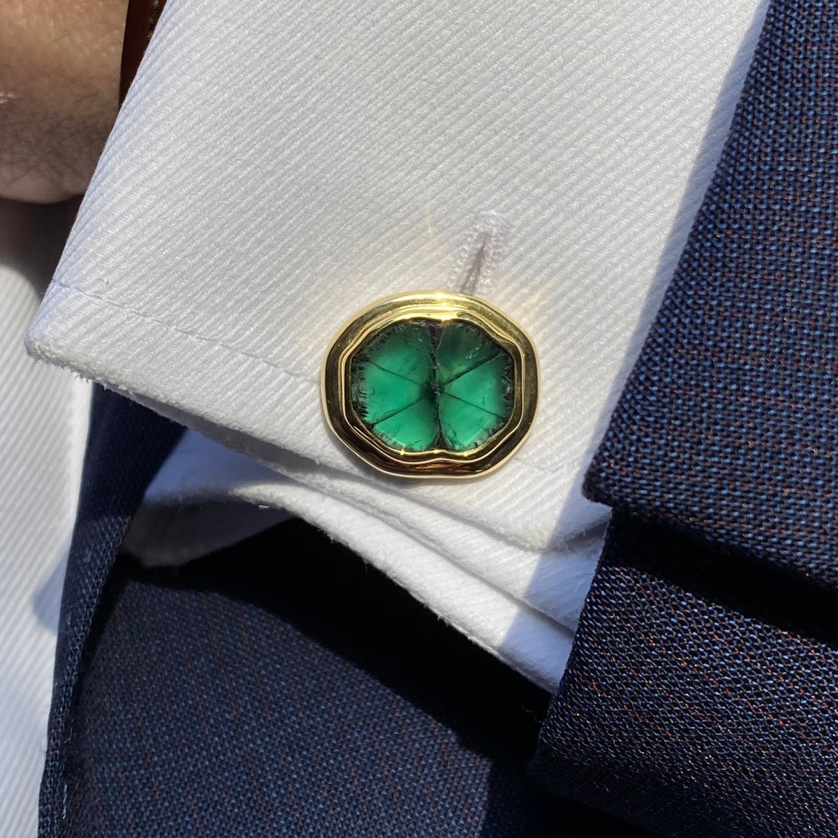 Colombian Trapiche Emerald Cuff Links