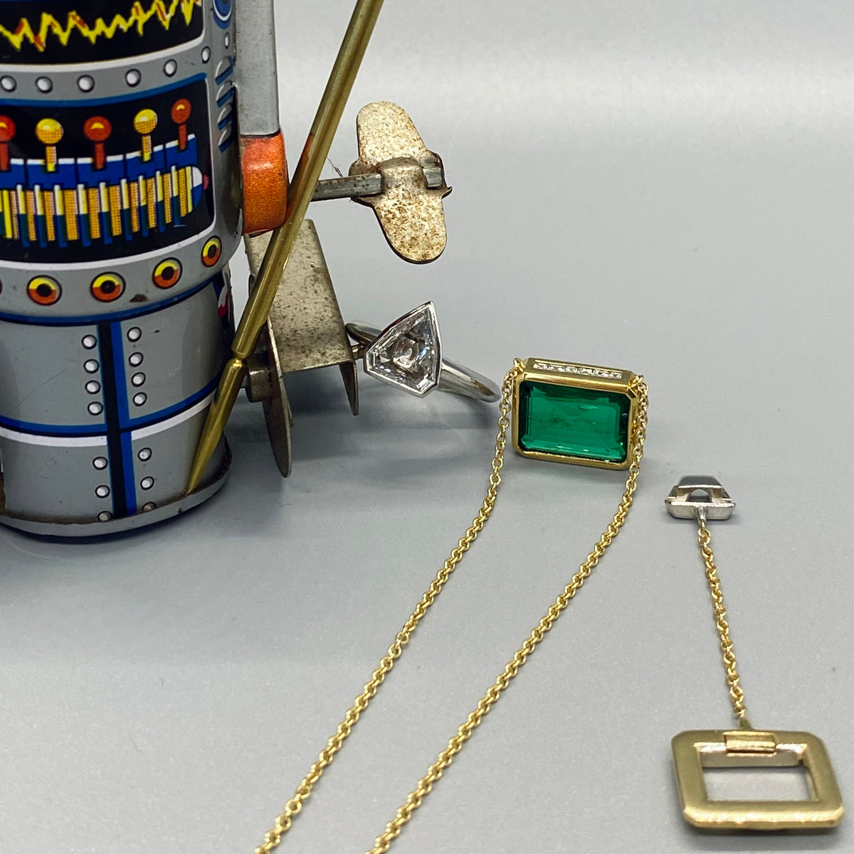 Colombian Emerald Pendant with Convertible Diamond Lariat and Ring